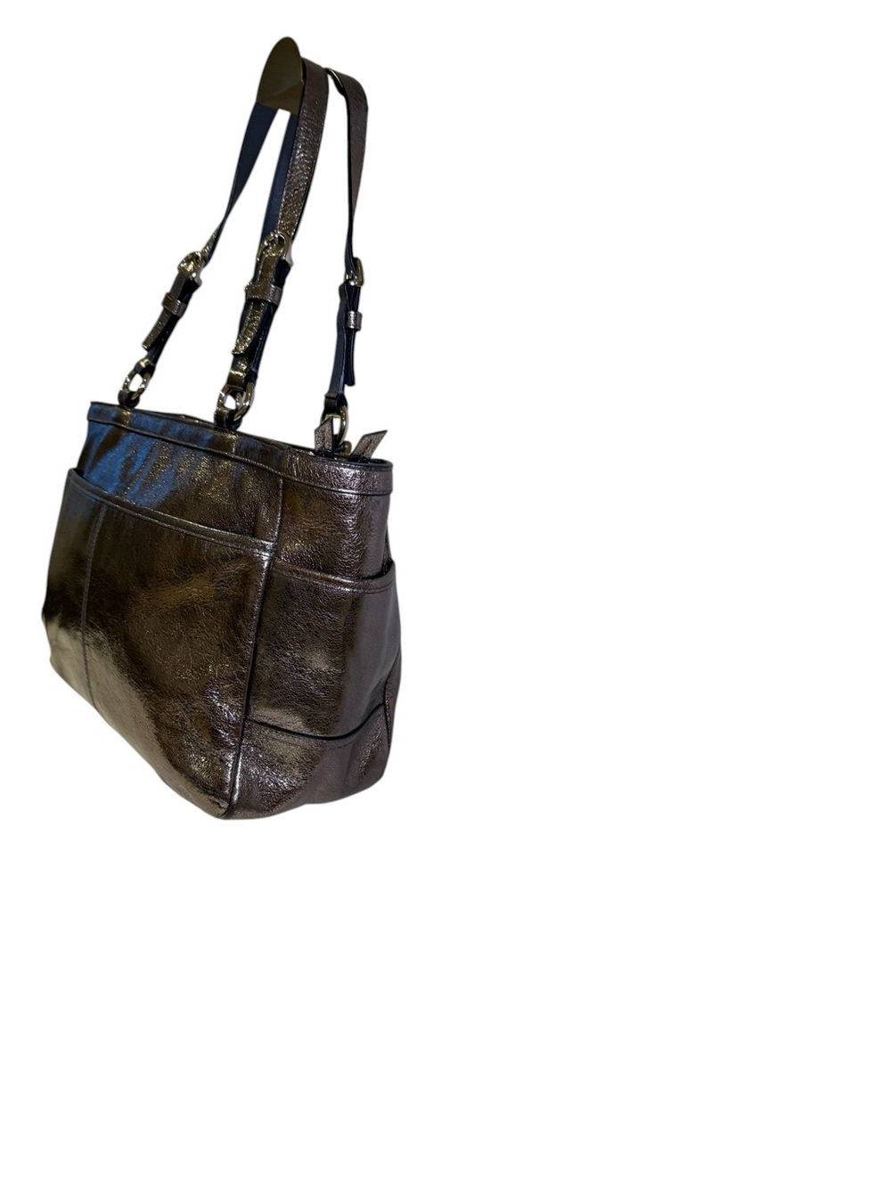 Coach Gallery East West Tote in Rare Metallic Pewter/Bronze Leather - Picture 3 of 12